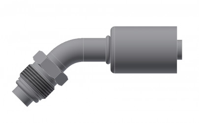 Image of A/C Refrigerant Hose Fitting - MALE-O-RING, SHORT PILOT, 45 degree  - Std Barrier Steel Ftg from Sunair. Part number: SA-52215-06-06S