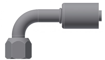 Image of A/C Refrigerant Hose Fitting - Fem FLARE, 90 degree  - Std Barrier Steel Ftg from Sunair. Part number: SA-52703-10-10S