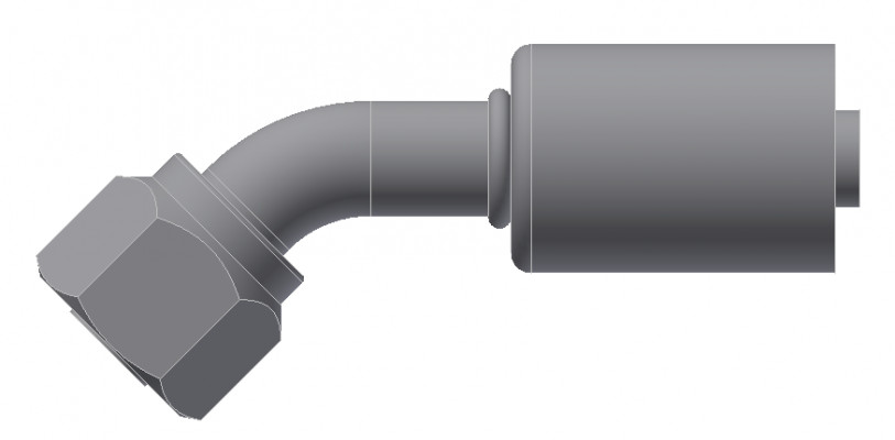 Image of A/C Refrigerant Hose Fitting - Fem-O-RING, LONG PILOT, 45uc0u65533  - Std Barrier Steel Ftg from Sunair. Part number: SA-52705-06-06S