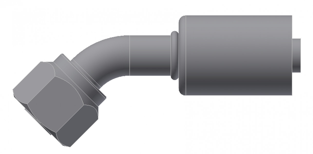 Image of A/C Refrigerant Hose Fitting - Fem-O-RING, LONG PILOT, 45uc0u65533  - Std Barrier Steel Ftg from Sunair. Part number: SA-52705-08-08S