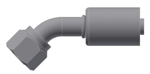 Image of A/C Refrigerant Hose Fitting - Fem-O-RING, LONG PILOT, 45 degree  - Std Barrier Steel Ftg from Sunair. Part number: SA-52705-10-12S