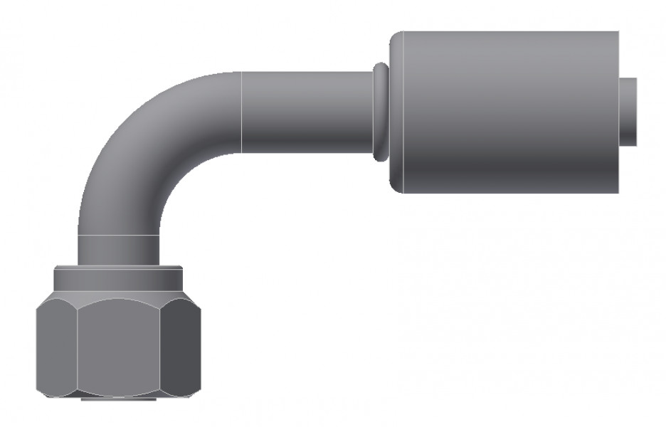 Image of A/C Refrigerant Hose Fitting - Fem-O-RING, LONG PILOT, 90uc0u65533  - Std Barrier Steel Ftg from Sunair. Part number: SA-52706-06-06S