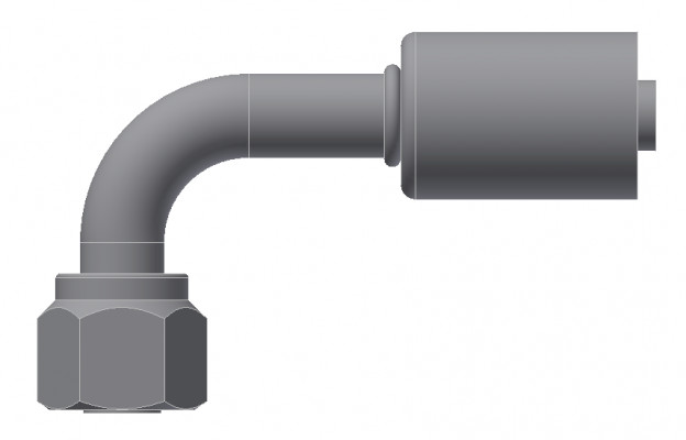 Image of A/C Refrigerant Hose Fitting - Fem-O-RING, LONG PILOT, 90uc0u65533  - Std Barrier Steel Ftg from Sunair. Part number: SA-52706-06-08S