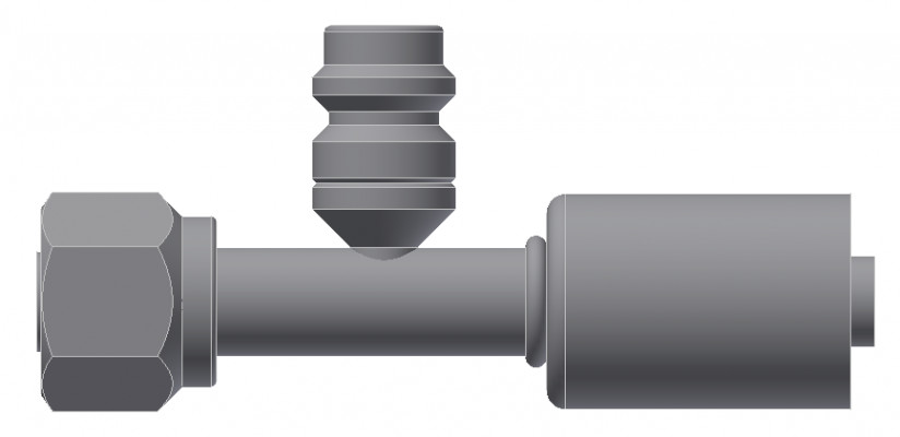 Image of A/C Refrigerant Hose Fitting - Fem-O-RING, LONG PILOT,Strt R134 PORT - Std Barrier Steel Ftg from Sunair. Part number: SA-52717-06-06S