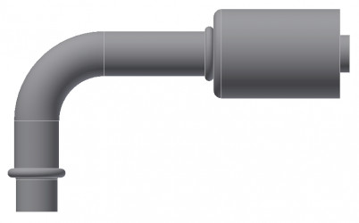 Image of A/C Refrigerant Hose Fitting - LONG PILOT W/O NUT, 90 degree  - Std Barrier Steel Ftg from Sunair. Part number: SA-52726-12-12S