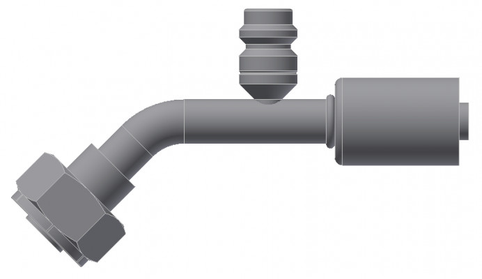 Image of A/C Refrigerant Hose Fitting - TUBE-O COMPRESSOR, 45uc0u65533  W/R134 PORT - Std Barrier Steel Ftg from Sunair. Part number: SA-52734-10-08S