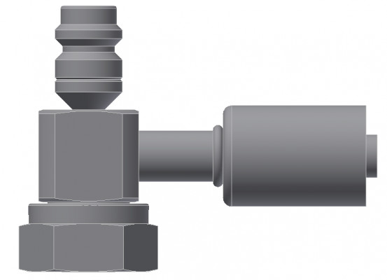 Image of A/C Refrigerant Hose Fitting - TUBE-O COMPRESSOR, 90uc0u65533  W/R134 PORT - Std Barrier Steel Ftg from Sunair. Part number: SA-52735-10-10S