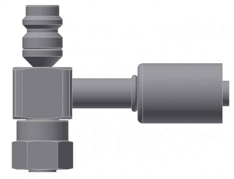 Image of A/C Refrigerant Hose Fitting - TUBE-O COMPRESSOR, 90uc0u65533  w/ R134 PORT - Std Barrier Steel Ftg from Sunair. Part number: SA-52742-10-12S