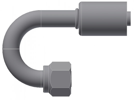 Image of A/C Refrigerant Hose Fitting - Fem O-RING, LONG PILOT, 180uc0u65533  - Std Barrier Steel Ftg from Sunair. Part number: SA-52771-06-06S