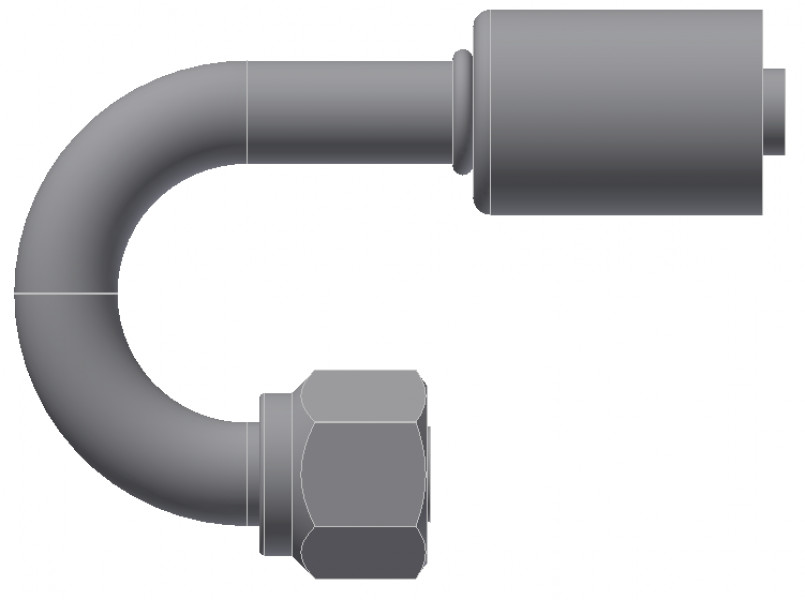 Image of A/C Refrigerant Hose Fitting - Fem O-RING, LONG PILOT, 180uc0u65533  - Std Barrier Steel Ftg from Sunair. Part number: SA-52771-08-08S