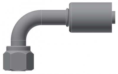 Image of A/C Refrigerant Hose Fitting - Fem-O-RING, METRIC, 90 degree  - Std Barrier Steel Ftg from Sunair. Part number: SA-52803-27-12S