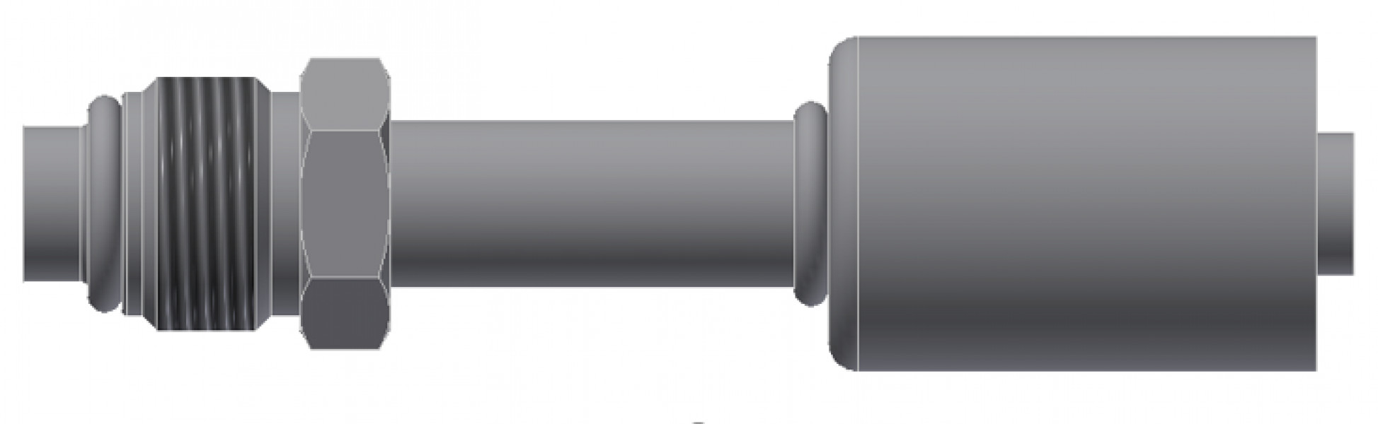 Image of A/C Refrigerant Hose Fitting - MALE-O-RING, LONG PILOT, Strt - Red Barrier Steel Ftg from Sunair. Part number: SA-53203-06-06S