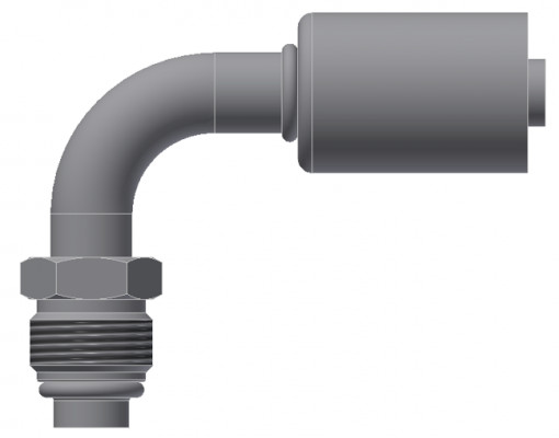 Image of A/C Refrigerant Hose Fitting - MALE-O-RING, LONG PILOT, 90uc0u65533  - Red Barrier Steel Ftg from Sunair. Part number: SA-53204-06-06S