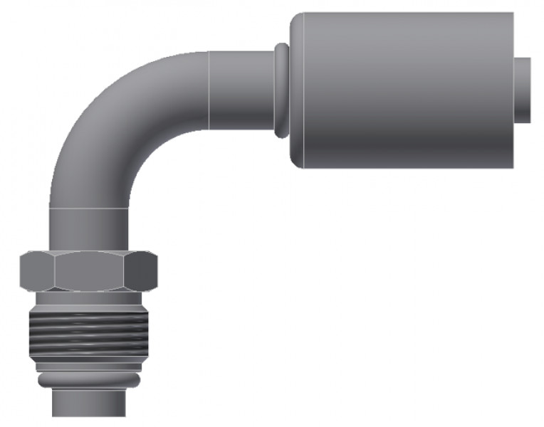 Image of A/C Refrigerant Hose Fitting - MALE-O-RING, LONG PILOT, 90uc0u65533  - Red Barrier Steel Ftg from Sunair. Part number: SA-53204-12-12S