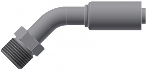 Image of A/C Refrigerant Hose Fitting - MALE INSERT O-RING, 45 degree  - Red Barrier Steel Ftg from Sunair. Part number: SA-53207-06-06S