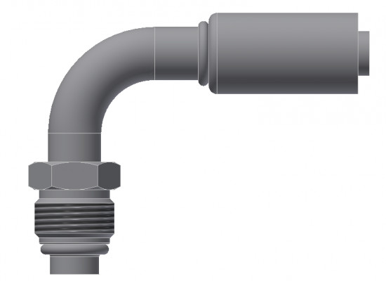 Image of A/C Refrigerant Hose Fitting - MALE-O-RING, SHORT PILOT, 90uc0u65533  - Red Barrier Steel Ftg from Sunair. Part number: SA-53214-06-06S