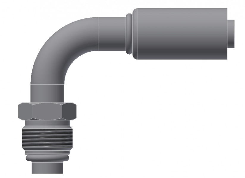 Image of A/C Refrigerant Hose Fitting - MALE-O-RING, SHORT PILOT, 90uc0u65533  - Red Barrier Steel Ftg from Sunair. Part number: SA-53214-08-06S