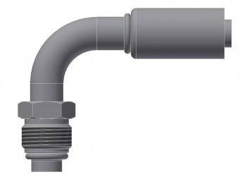 Image of A/C Refrigerant Hose Fitting - MALE-O-RING, SHORT PILOT, 45 degree  - Red Barrier Steel Ftg from Sunair. Part number: SA-53215-06-06S