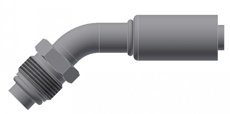 Image of A/C Refrigerant Hose Fitting - MALE-O-RING, SHORT PILOT, 45uc0u65533  - Red Barrier Steel Ftg from Sunair. Part number: SA-53215-06-08S