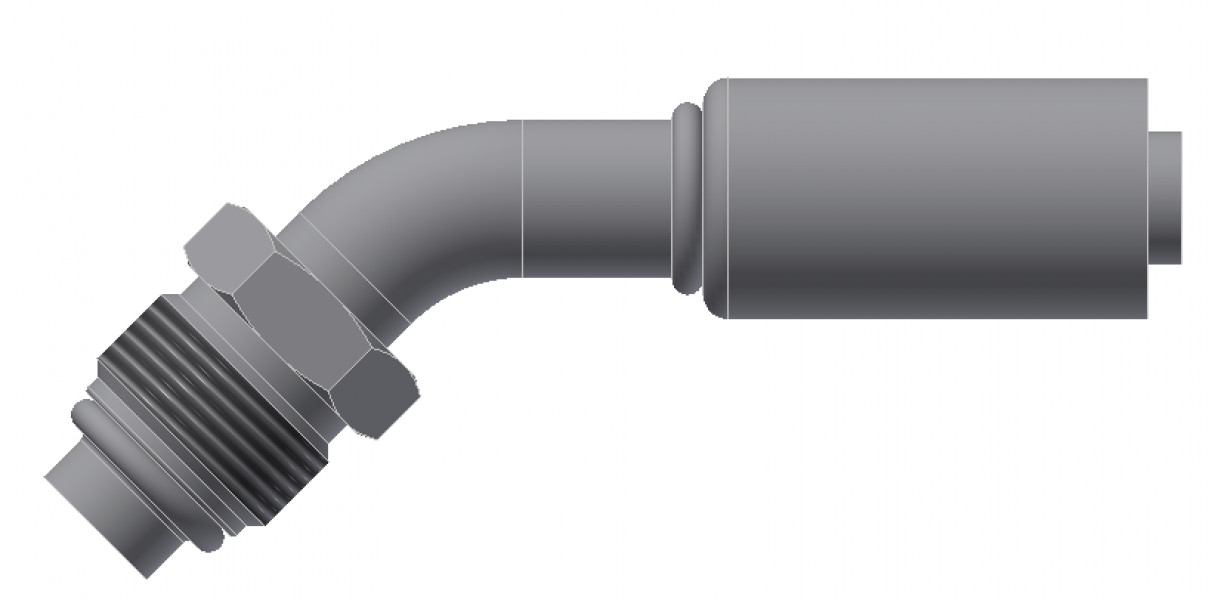 Image of A/C Refrigerant Hose Fitting - MALE-O-RING, SHORT PILOT, 45uc0u65533  - Red Barrier Steel Ftg from Sunair. Part number: SA-53215-10-12S