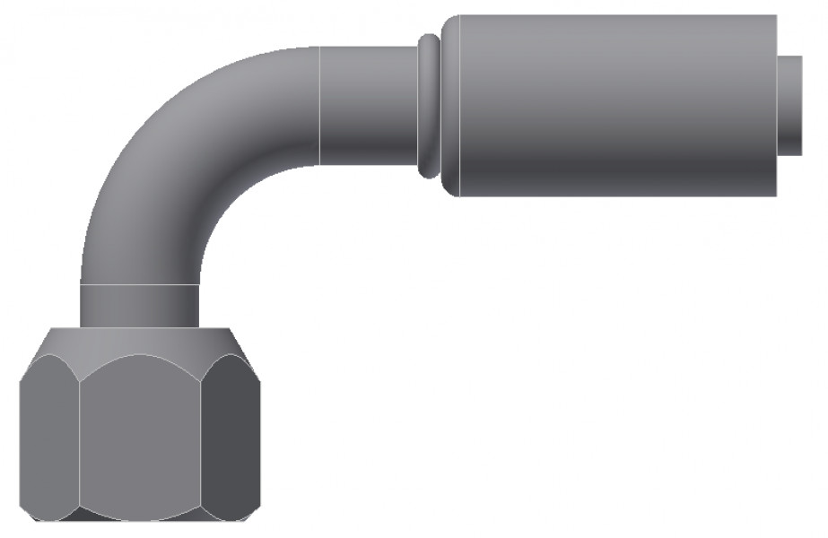 Image of A/C Refrigerant Hose Fitting - Fem FLARE, 90uc0u65533  - Red Barrier Steel Ftg from Sunair. Part number: SA-53703-06-06S