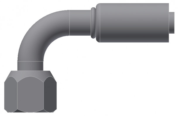 Image of A/C Refrigerant Hose Fitting - Fem FLARE, 90uc0u65533  - Red Barrier Steel Ftg from Sunair. Part number: SA-53703-06-08S