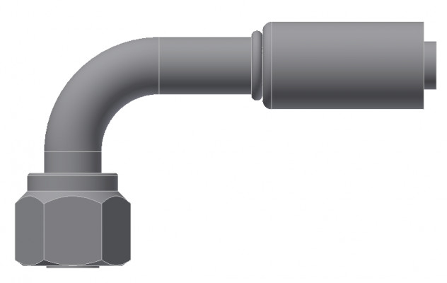 Image of A/C Refrigerant Hose Fitting - Fem-O-RING, LONG PILOT, 90uc0u65533  - Red Barrier Steel Ftg from Sunair. Part number: SA-53706-06-06S