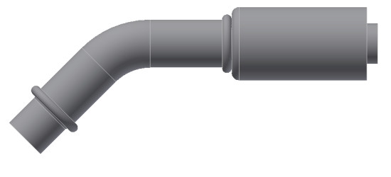 Image of A/C Refrigerant Hose Fitting - LONG PILOT W/O NUT, 45 degree  - Red Barrier Steel Fitting from Sunair. Part number: SA-53725-08-08S