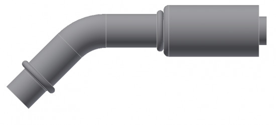 Image of A/C Refrigerant Hose Fitting - LONG PILOT W/O NUT, 45 degree  - Red Barrier Steel Ftg from Sunair. Part number: SA-53725-12-10S