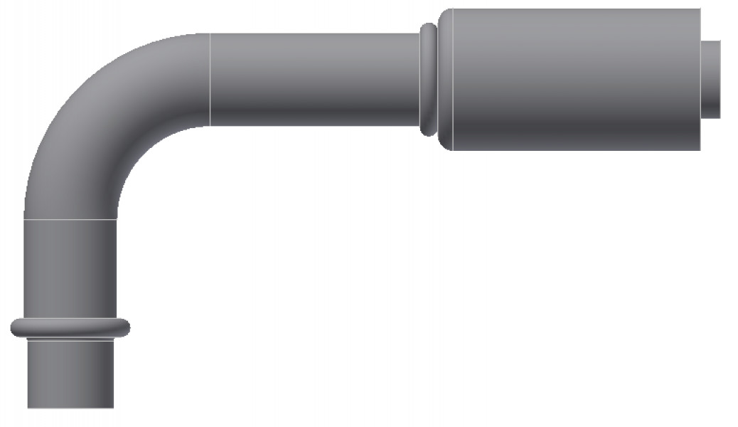 Image of A/C Refrigerant Hose Fitting - LONG PILOT W/O NUT, 90uc0u65533  - Red Barrier Steel Ftg from Sunair. Part number: SA-53726-06-06S