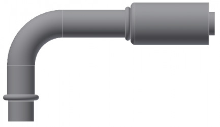 Image of A/C Refrigerant Hose Fitting - LONG PILOT W/O NUT, 90 degree  - Red Barrier Steel Ftg from Sunair. Part number: SA-53726-08-08S