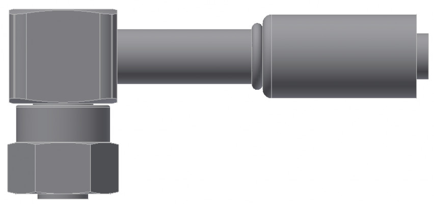 Image of A/C Refrigerant Hose Fitting - Fem O-RING, LONG PILOT, 90uc0u65533  - Red Barrier Steel Ftg from Sunair. Part number: SA-53740-08-08S