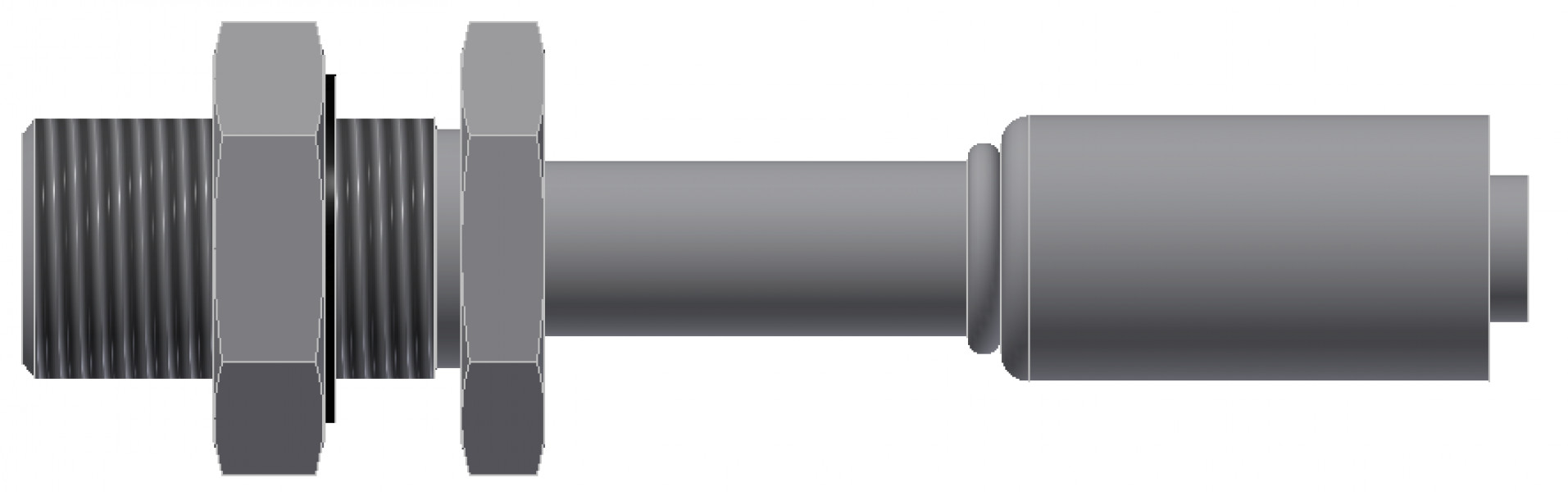 Image of A/C Refrigerant Hose Fitting - BULKHEAD MALE INSERT O-RING, Strt - Red Barrier Steel Ftg from Sunair. Part number: SA-53758-06-06S