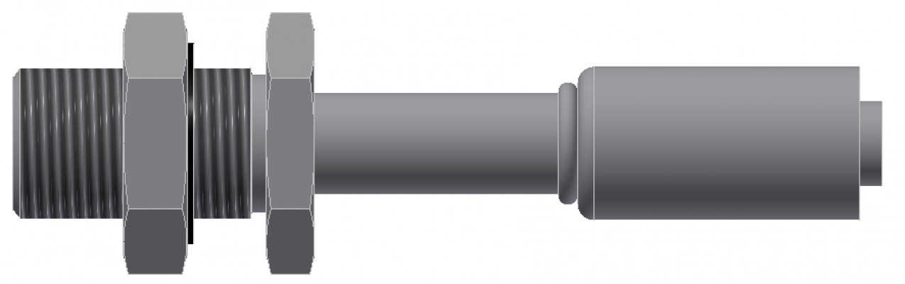 Image of A/C Refrigerant Hose Fitting - BULKHEAD MALE INSERT O-RING, Strt - Red Barrier Steel Ftg from Sunair. Part number: SA-53758-08-08S