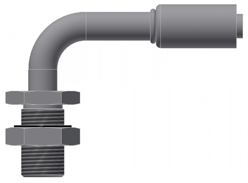 Image of A/C Refrigerant Hose Fitting - BULKHEAD MALE INSERT O-RING, 90uc0u65533  - Red Barrier Steel Ftg from Sunair. Part number: SA-53759-08-08S