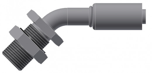 Image of A/C Refrigerant Hose Fitting - BULKHEAD MALE INSERT O-RING, 45 degree  - Red Barrier Steel Ftg from Sunair. Part number: SA-53760-12-12S