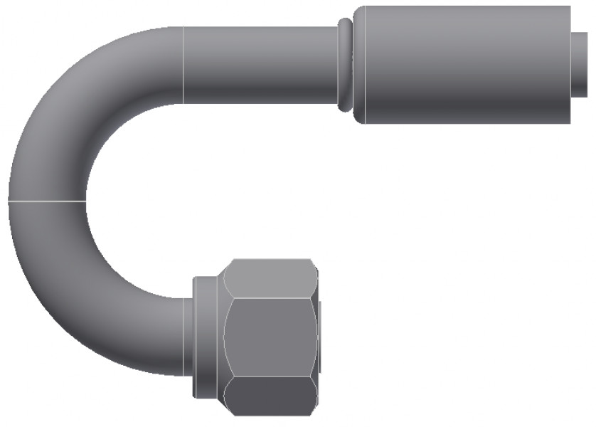 Image of A/C Refrigerant Hose Fitting - Fem O-RING, LONG PILOT, 180uc0u65533  - Red Barrier Steel Ftg from Sunair. Part number: SA-53771-06-06S