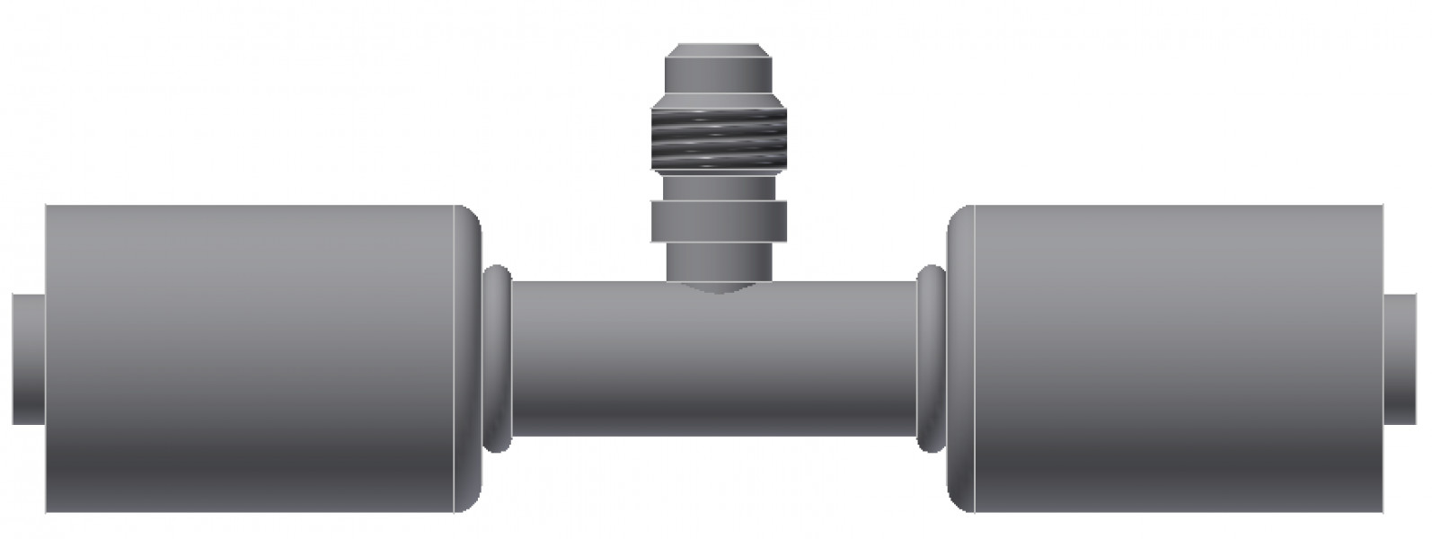 Image of A/C Refrigerant Hose Fitting - INLINE SPLICER W/ SW PORT - Std Barrier Steel Ftg from Sunair. Part number: SA-7020-06-06S