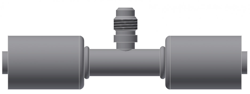 Image of A/C Refrigerant Hose Fitting - INLINE SPLICER W/ SW PORT - Std Barrier Steel Ftg from Sunair. Part number: SA-7020-06-06S