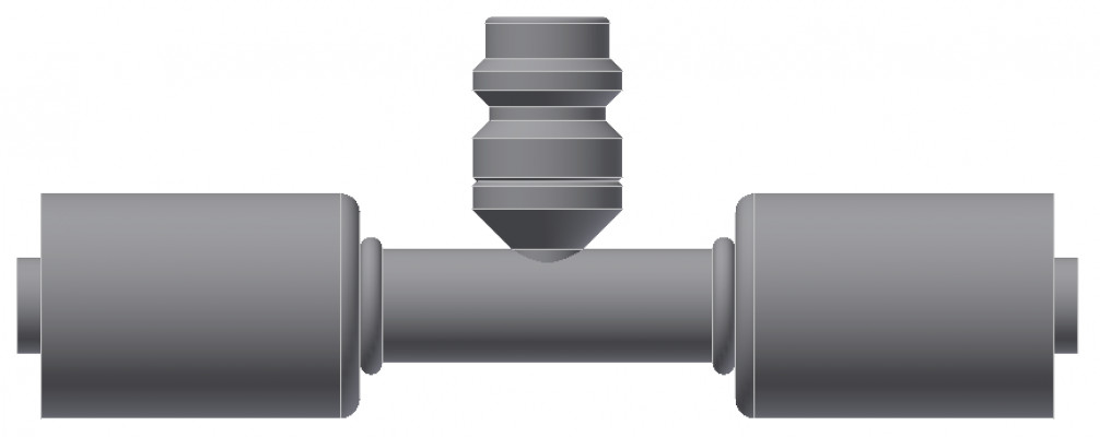 Image of A/C Refrigerant Hose Fitting - INLINE SPLICER W R134 PORT - Std Barrier Steel Ftg from Sunair. Part number: SA-7024-08-08S