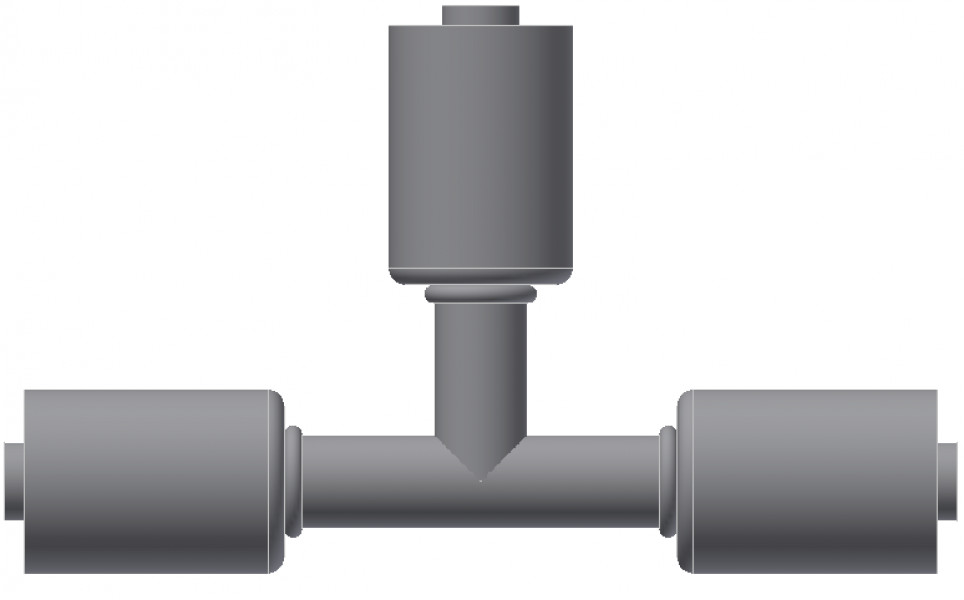 Image of A/C Refrigerant Hose Fitting - T-SPLICER - Std Barrier Steel Ftg from Sunair. Part number: SA-7097-06-06S