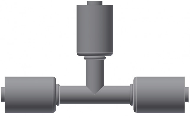 Image of A/C Refrigerant Hose Fitting - T-SPLICER - Std Barrier Steel Ftg from Sunair. Part number: SA-7097-06-06S