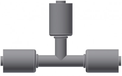 Image of A/C Refrigerant Hose Fitting - T-SPLICER - Std Barrier Steel Ftg from Sunair. Part number: SA-7097-06-06S