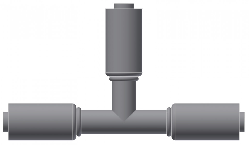 Image of A/C Refrigerant Hose Fitting - T-SPLICER - Red Barrier Steel Ftg from Sunair. Part number: SA-8008-08-08S