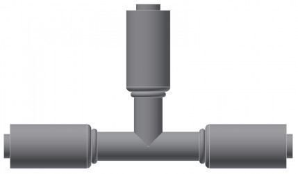 Image of A/C Refrigerant Hose Fitting - T-SPLICER - Red Barrier Steel Fitting from Sunair. Part number: SA-8008-10-10S