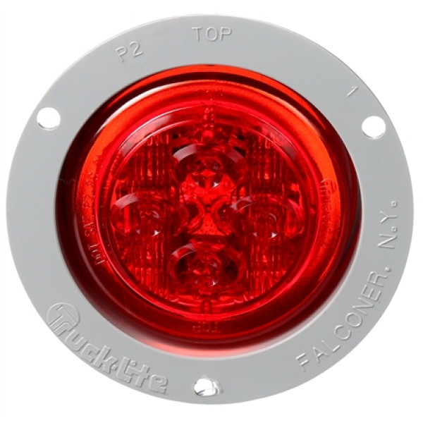 Image of 10 Series, LED, Red Round, 8 Diode, Low Profile, M/C Light, PC, Gray Flange, 12V, Kit from Trucklite. Part number: 10289R