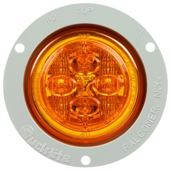 Image of 10 Series, LED, Yellow Round, 8 Diode, Low Profile, M/C Light, PC, Gray Flush Mount, 12V from Trucklite. Part number: 10289Y