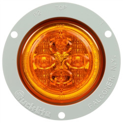Image of 10 Series, LED, Yellow Round, 8 Diode, Low Profile, M/C Light, PC, Gray Flush Mount, 12V from Trucklite. Part number: 10289Y