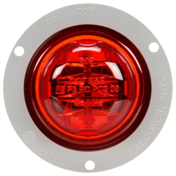 Image of 10 Series, High Profile, LED, Red Round, 8 Diode, M/C Light, PC, Gray Flange, 12V from Trucklite. Part number: 10379R