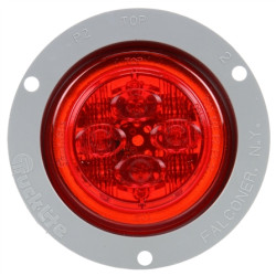 Image of 10 Series, LED, Red Round, 8 Diode, Low Profile, M/C Light, PC, Gray Flange, 12V from Trucklite. Part number: 10389R